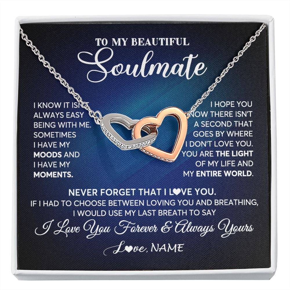 Personalized To My Beautiful Soulmate Necklace From Husband You Are The Light Of My Life Wife Birthday Anniversary Christmas Customized Gift Box Message Card