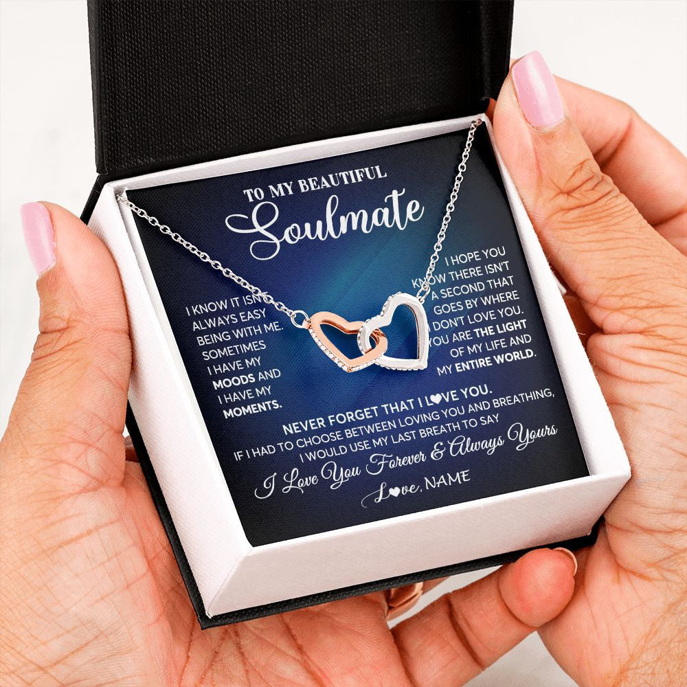 Personalized To My Beautiful Soulmate Necklace From Husband You Are The Light Of My Life Wife Birthday Anniversary Christmas Customized Gift Box Message Card
