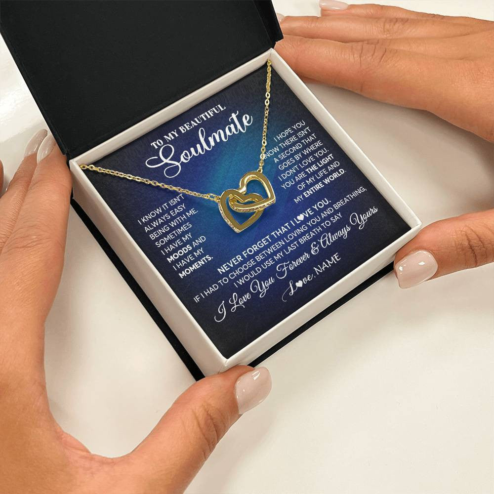 Personalized To My Beautiful Soulmate Necklace From Husband You Are The Light Of My Life Wife Birthday Anniversary Christmas Customized Gift Box Message Card