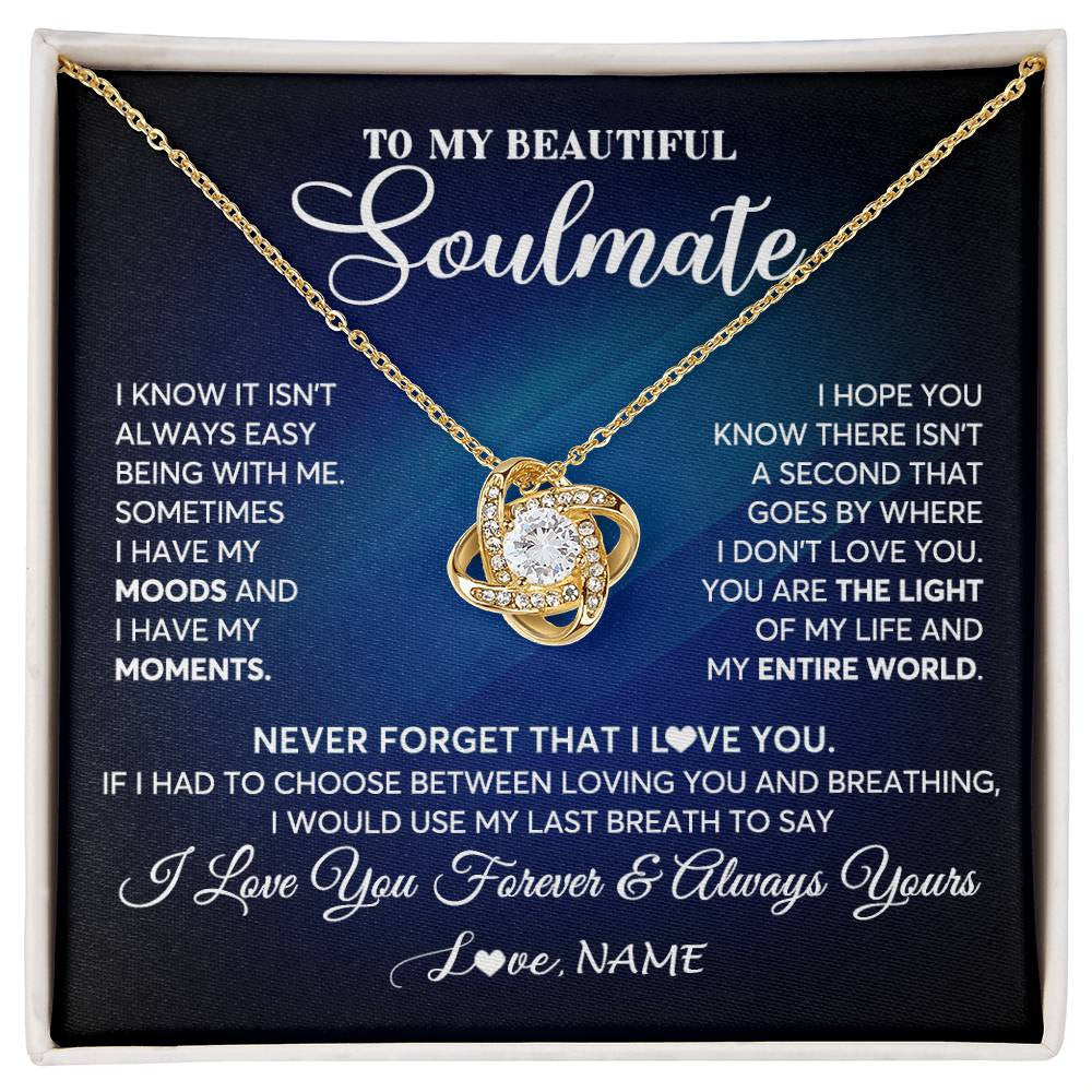 Personalized To My Beautiful Soulmate Necklace From Husband You Are The Light Of My Life Wife Birthday Anniversary Christmas Customized Gift Box Message Card
