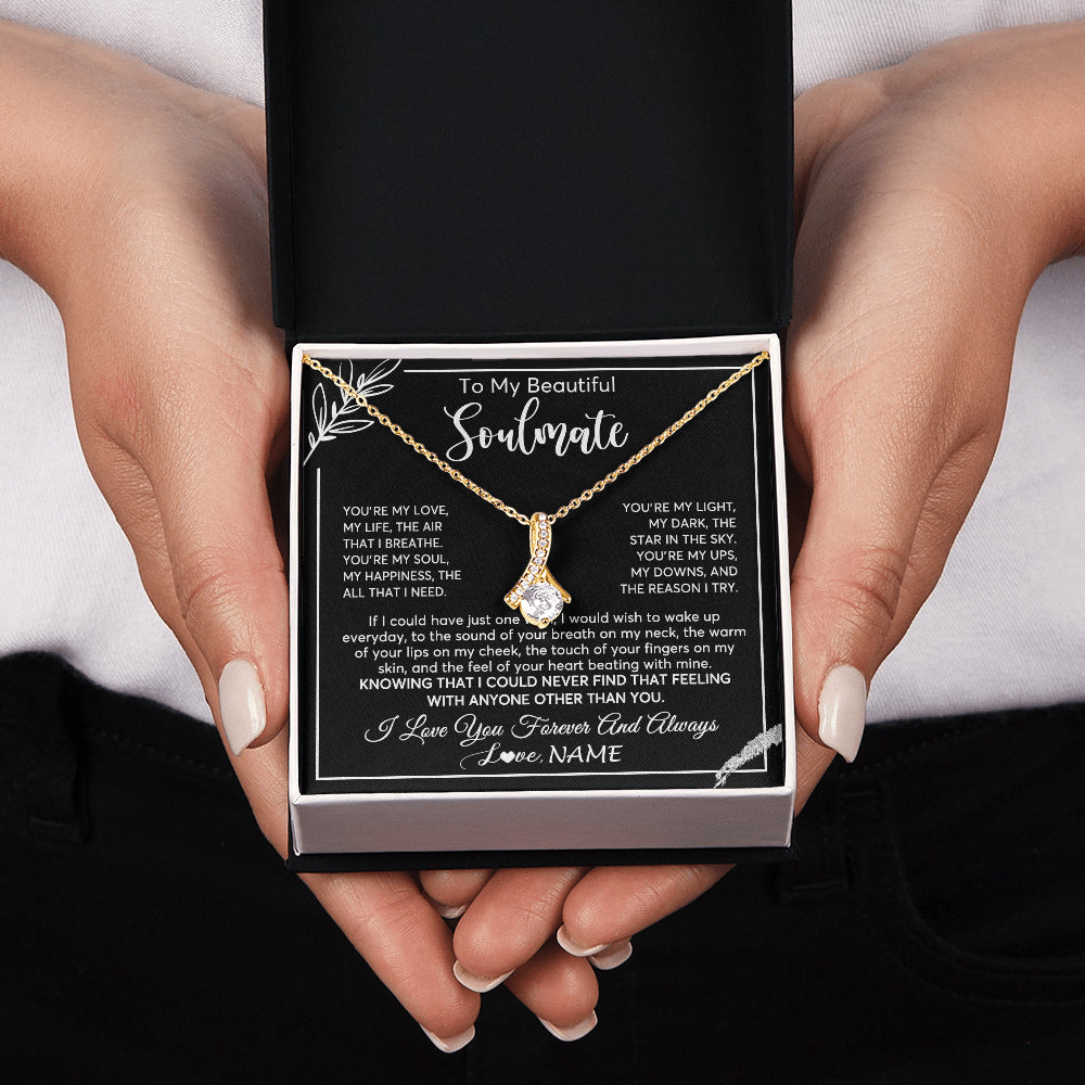 Personalized To My Beautiful Soulmate Necklace From Husband You're My Love Wife Birthday Anniversary Valentines Jewelry Customized Gift Box Message Card