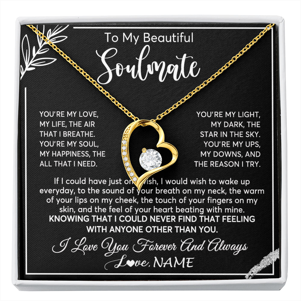 Personalized To My Beautiful Soulmate Necklace From Husband You're My Love Wife Birthday Anniversary Valentines Jewelry Customized Gift Box Message Card