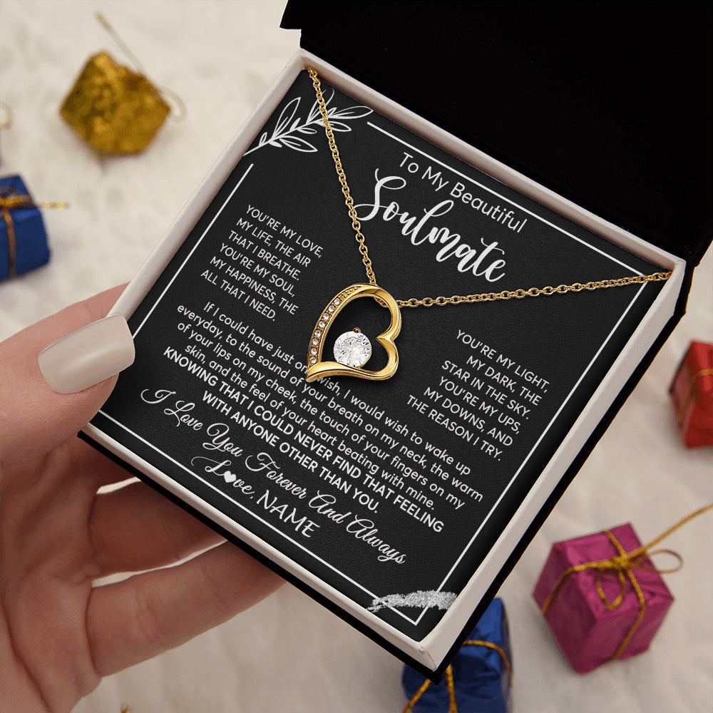 Personalized To My Beautiful Soulmate Necklace From Husband You're My Love Wife Birthday Anniversary Valentines Jewelry Customized Gift Box Message Card