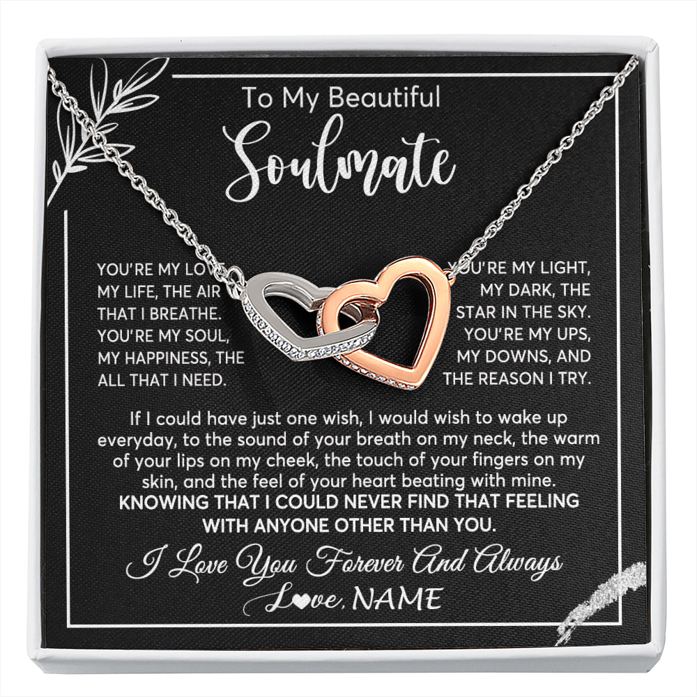 Personalized To My Beautiful Soulmate Necklace From Husband You're My Love Wife Birthday Anniversary Valentines Jewelry Customized Gift Box Message Card
