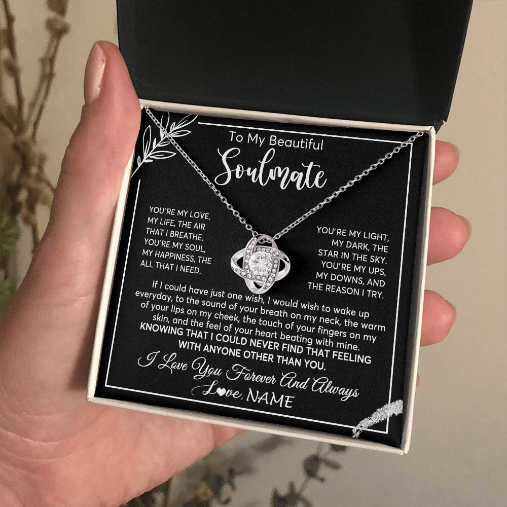 Personalized To My Beautiful Soulmate Necklace From Husband You're My Love Wife Birthday Anniversary Valentines Jewelry Customized Gift Box Message Card