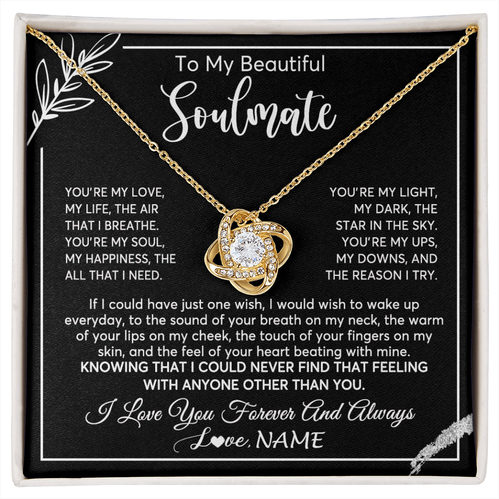 Personalized To My Beautiful Soulmate Necklace From Husband You're My Love Wife Birthday Anniversary Valentines Jewelry Customized Gift Box Message Card