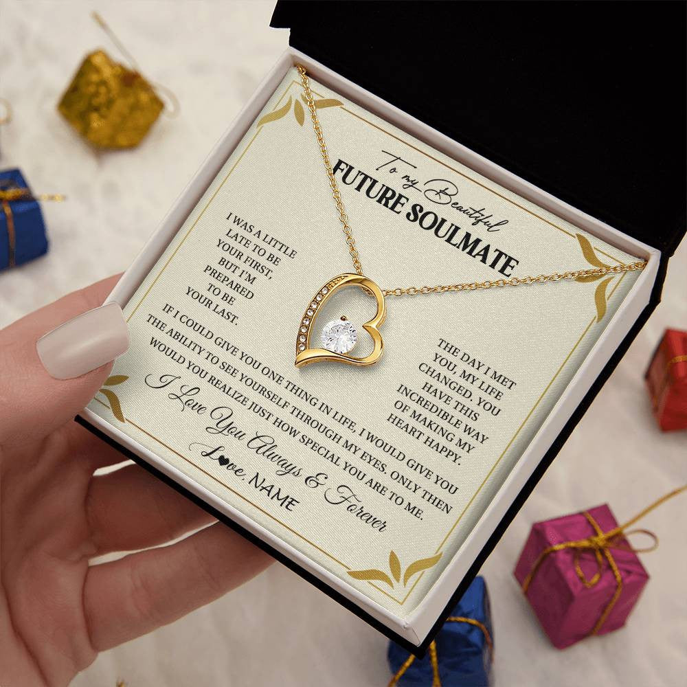 Personalized To My Beautiful Soulmate Necklace Gift From Husband Promise Necklace For Soulmate Birthday Jewelry Christmas Customized Gift Box Message Card