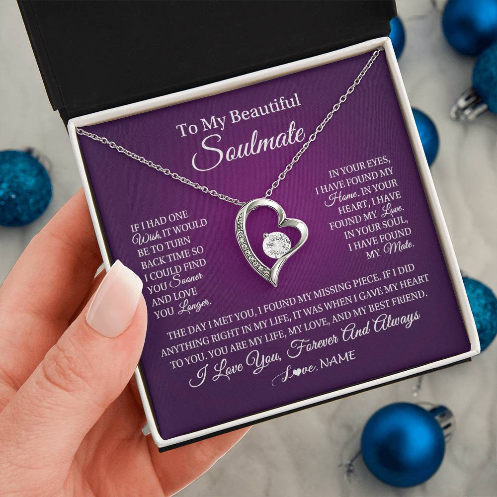 Personalized To My Beautiful Soulmate Necklace Gift From Husband Romantic Gifts For Future Wife Birthday Anniversary Christmas Customized Gift Box Message Card