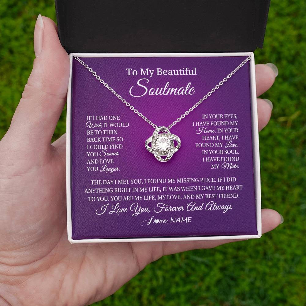 Personalized To My Beautiful Soulmate Necklace Gift From Husband Romantic Gifts For Future Wife Birthday Anniversary Christmas Customized Gift Box Message Card