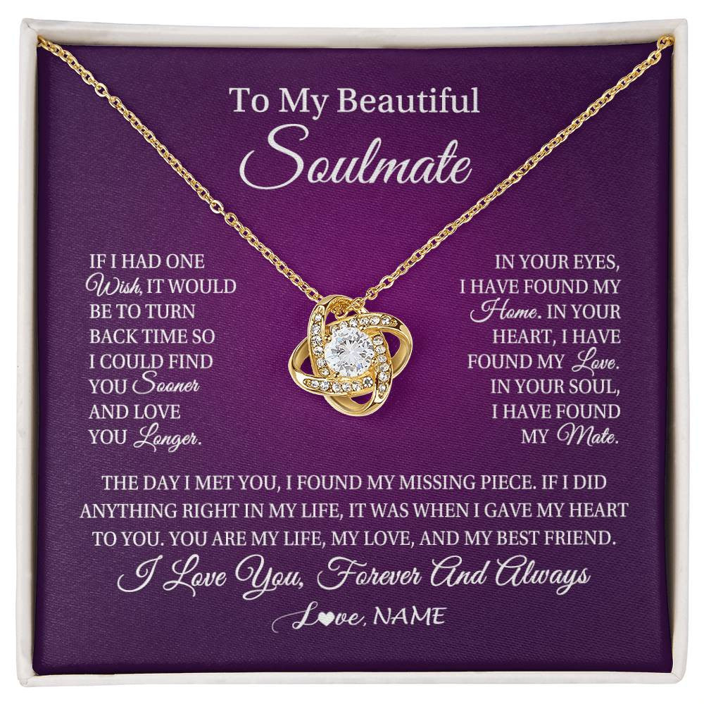 Personalized To My Beautiful Soulmate Necklace Gift From Husband Romantic Gifts For Future Wife Birthday Anniversary Christmas Customized Gift Box Message Card