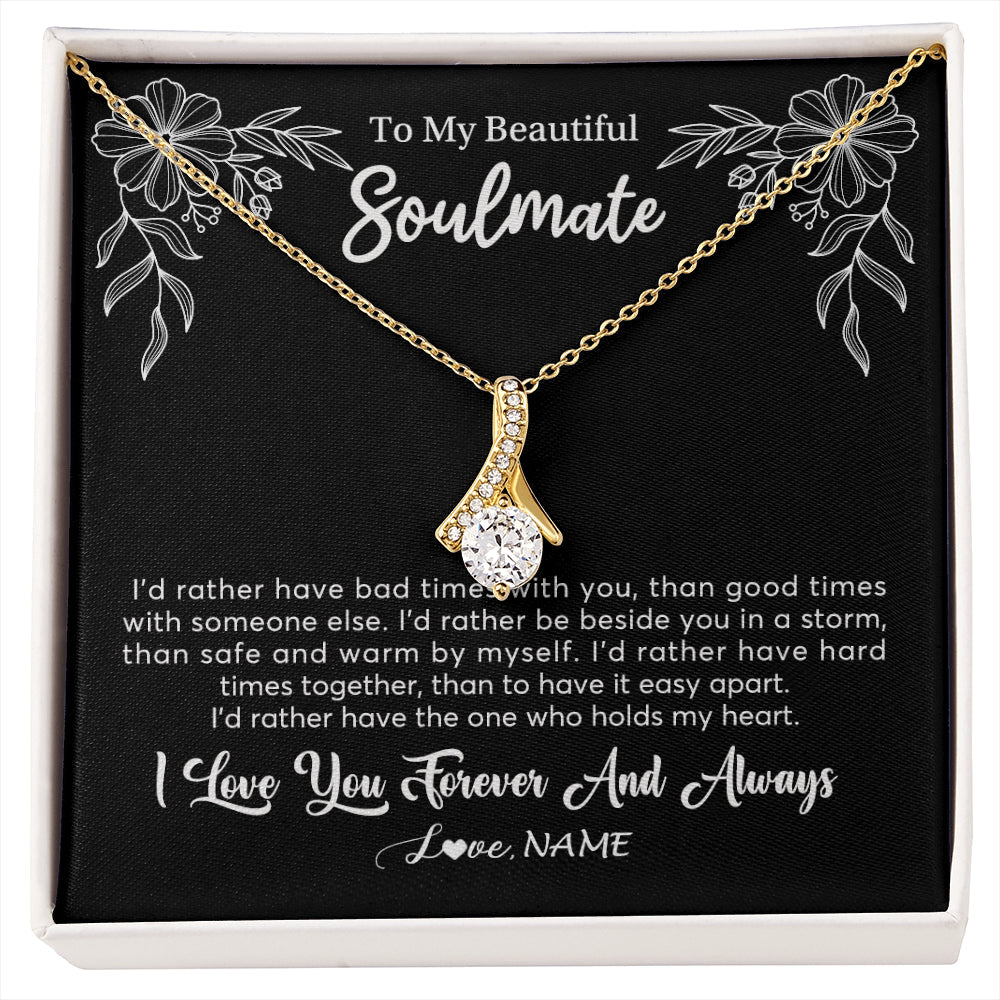 Personalized To My Beautiful Soulmate Necklace Gifts From Husband I'd Rather Soulmate Birthday Anniversary Valentines Customized Gift Box Message Card