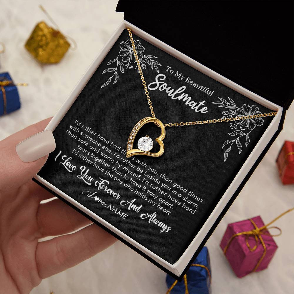 Personalized To My Beautiful Soulmate Necklace Gifts From Husband I'd Rather Soulmate Birthday Anniversary Valentines Customized Gift Box Message Card