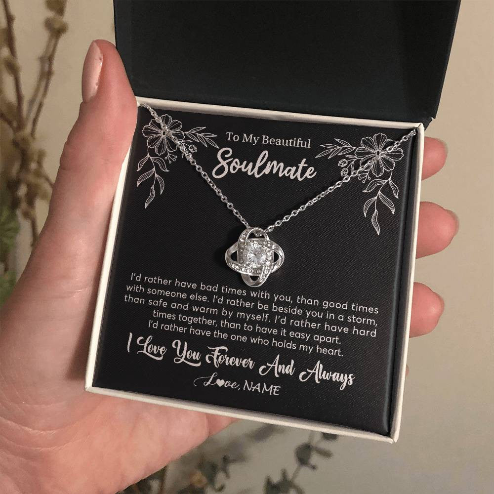 Personalized To My Beautiful Soulmate Necklace Gifts From Husband I'd Rather Soulmate Birthday Anniversary Valentines Customized Gift Box Message Card