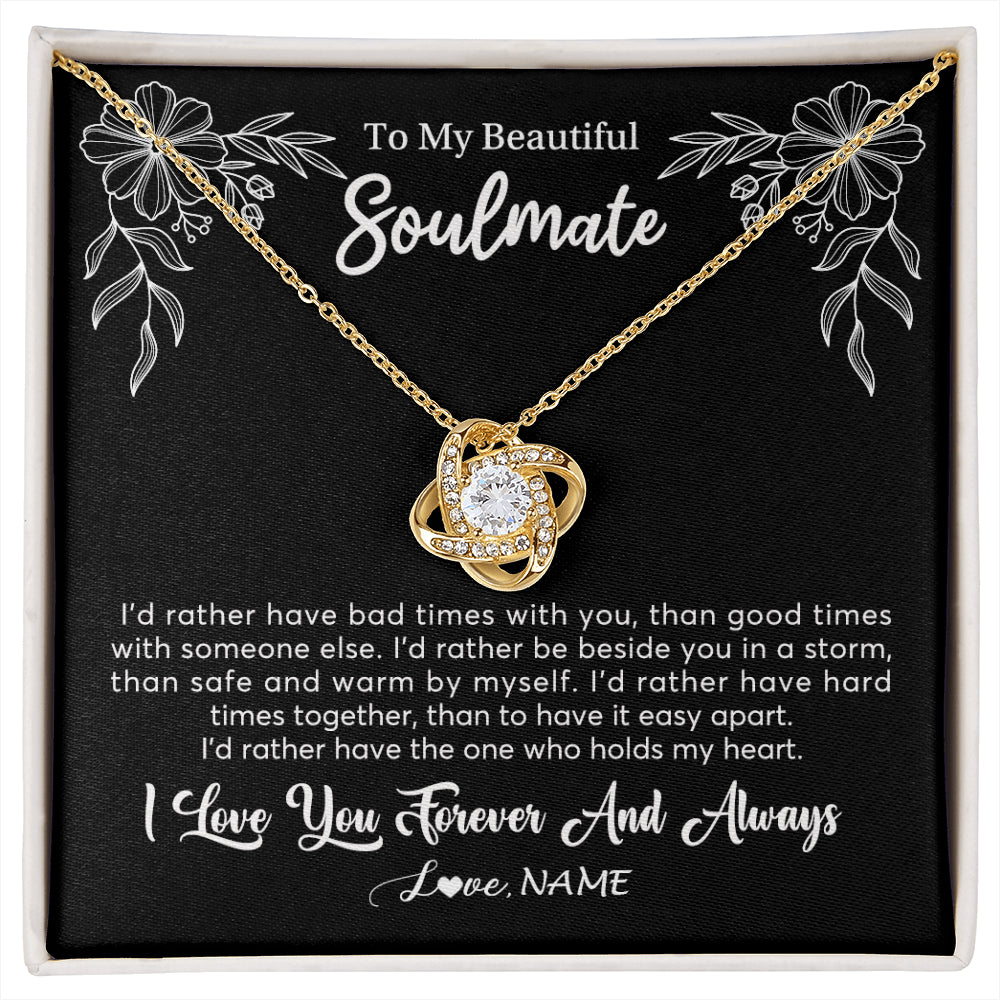 Personalized To My Beautiful Soulmate Necklace Gifts From Husband I'd Rather Soulmate Birthday Anniversary Valentines Customized Gift Box Message Card