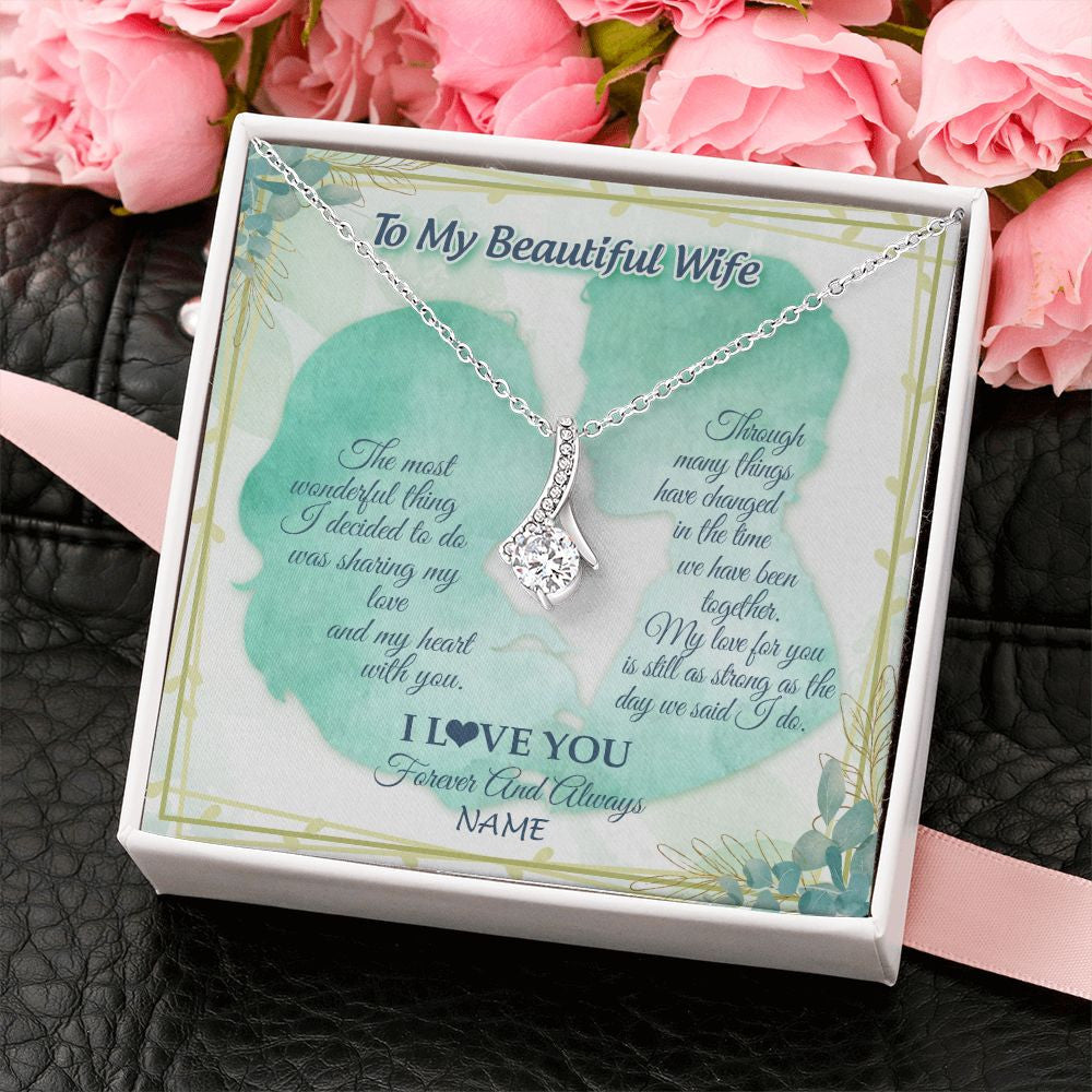 Personalized To My Beautiful Wife Necklace From Husband My Heart With You Wife Valentines Wedding Day Birthday Christmas Customized Gift Box Message Card