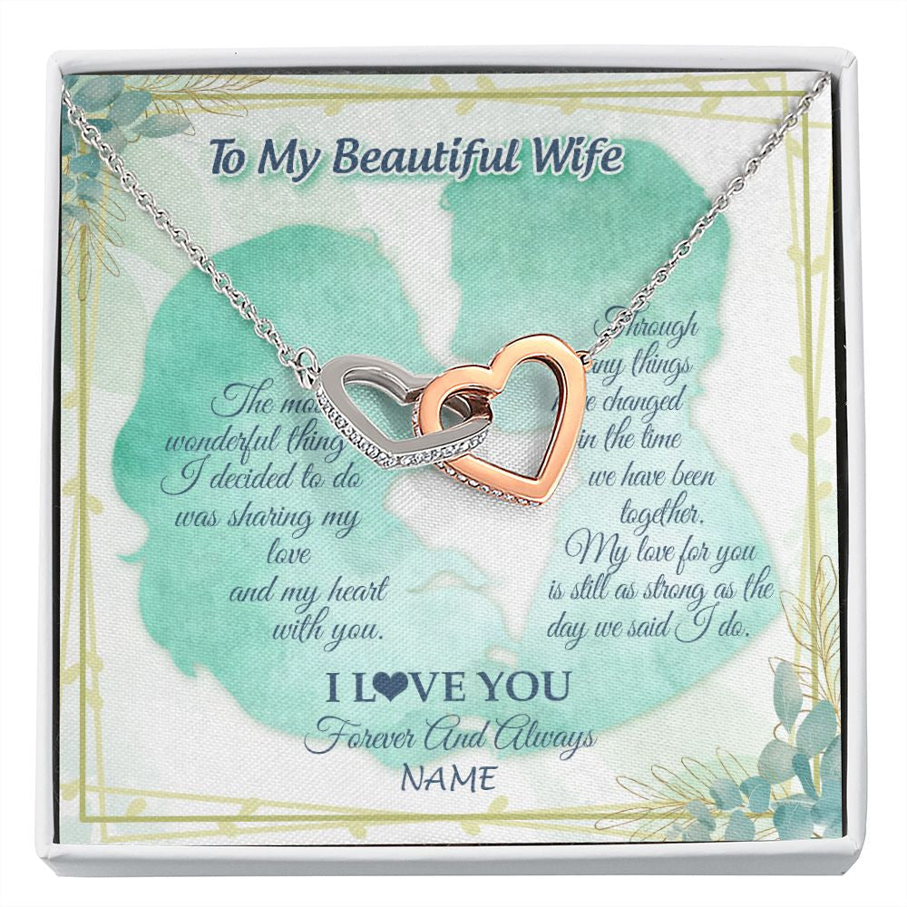 Personalized To My Beautiful Wife Necklace From Husband My Heart With You Wife Valentines Wedding Day Birthday Christmas Customized Gift Box Message Card