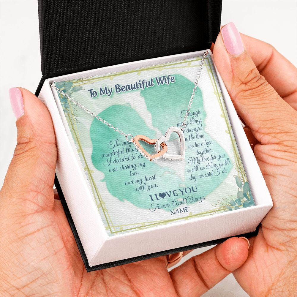 Personalized To My Beautiful Wife Necklace From Husband My Heart With You Wife Valentines Wedding Day Birthday Christmas Customized Gift Box Message Card
