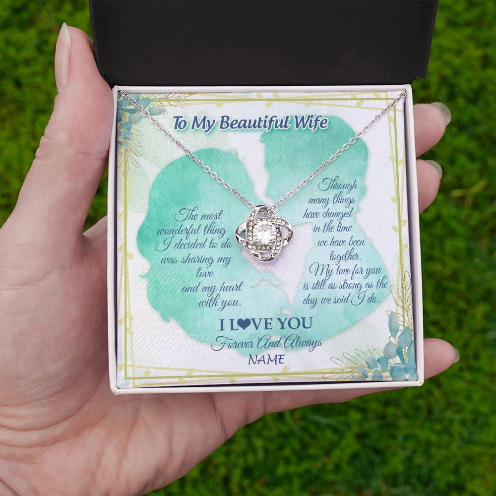 Personalized To My Beautiful Wife Necklace From Husband My Heart With You Wife Valentines Wedding Day Birthday Christmas Customized Gift Box Message Card