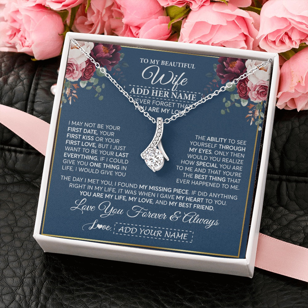 Personalized To My Beautiful Wife Gift Necklace You Are My Love Gifts For Wife From Husband For Her Birthday Valentines Day Custom Gift Box Message Card