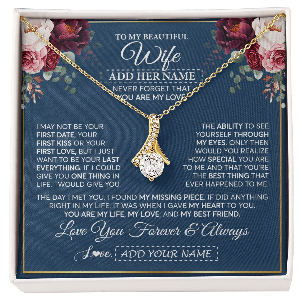 Personalized To My Beautiful Wife Gift Necklace You Are My Love Gifts For Wife From Husband For Her Birthday Valentines Day Custom Gift Box Message Card