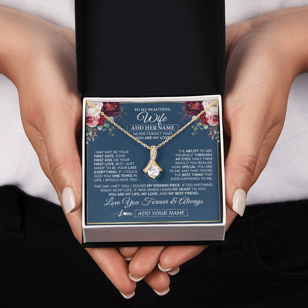 Personalized To My Beautiful Wife Gift Necklace You Are My Love Gifts For Wife From Husband For Her Birthday Valentines Day Custom Gift Box Message Card