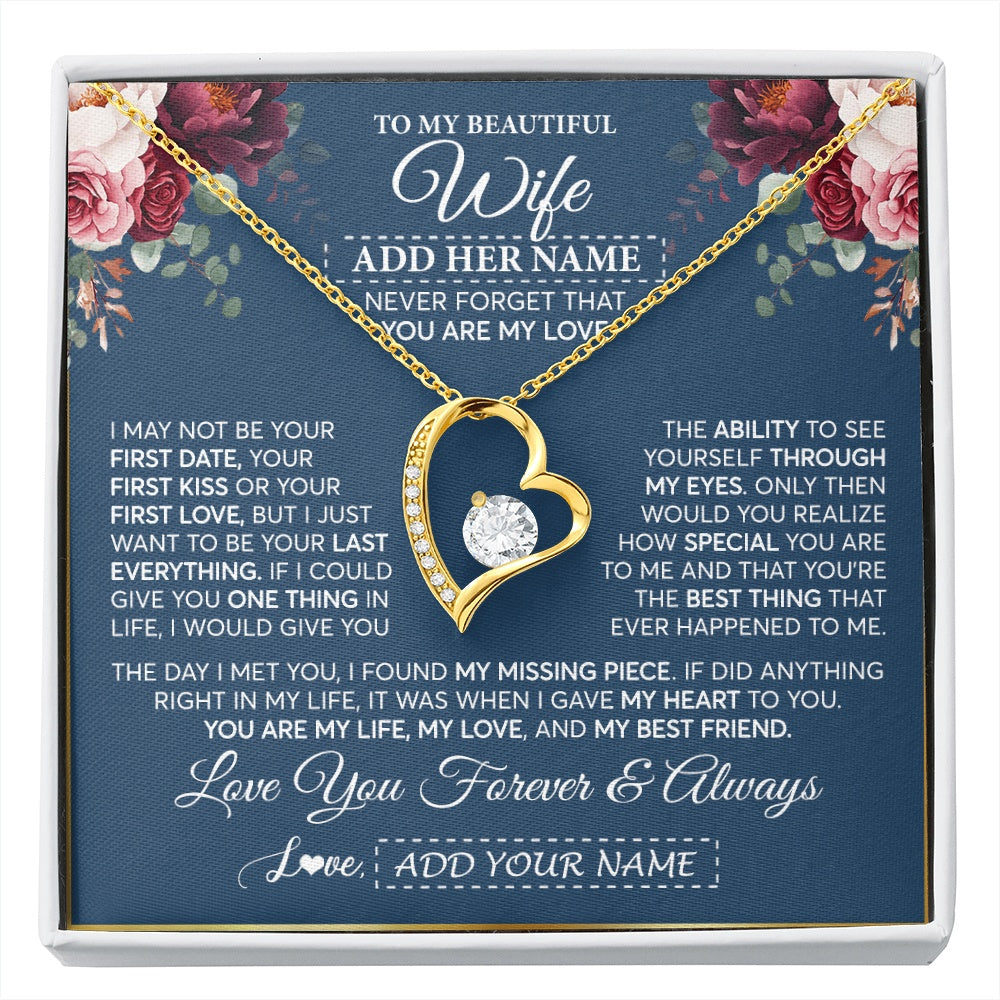 Personalized To My Beautiful Wife Gift Necklace You Are My Love Gifts For Wife From Husband For Her Birthday Valentines Day Custom Gift Box Message Card