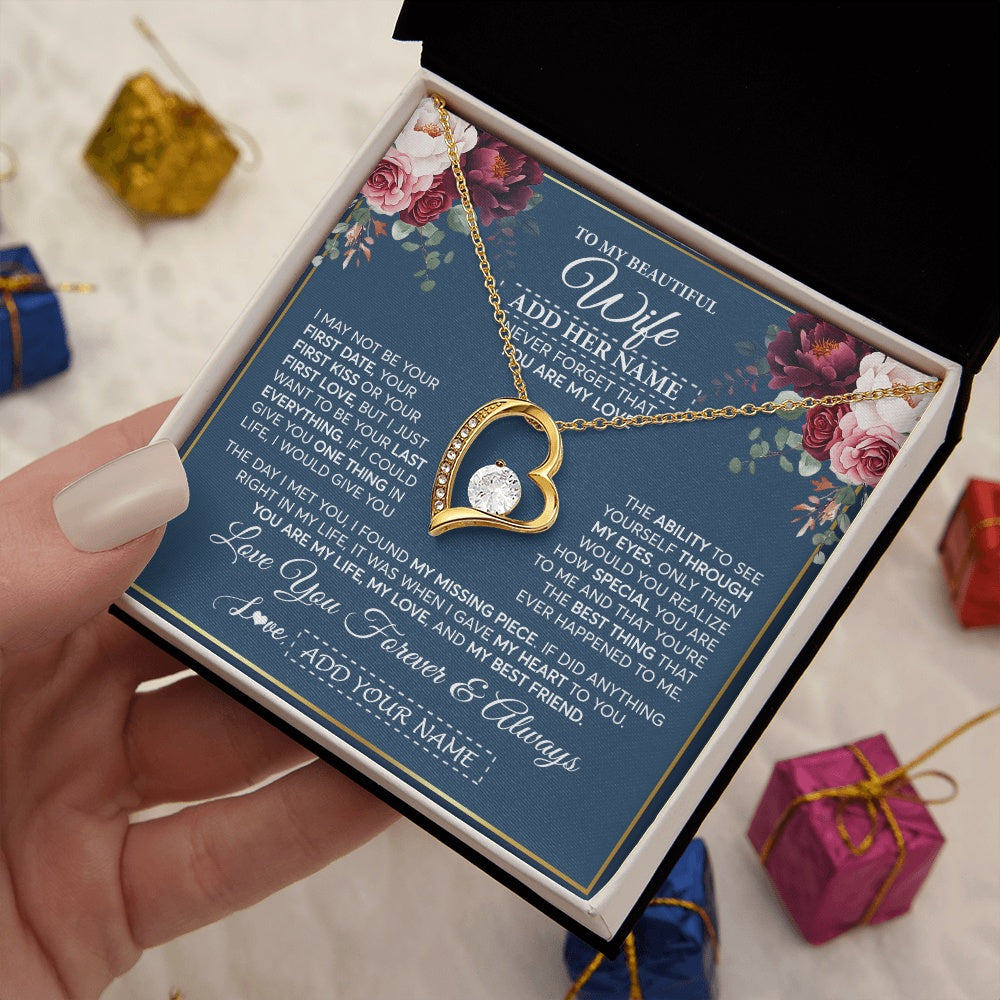 Personalized To My Beautiful Wife Gift Necklace You Are My Love Gifts For Wife From Husband For Her Birthday Valentines Day Custom Gift Box Message Card