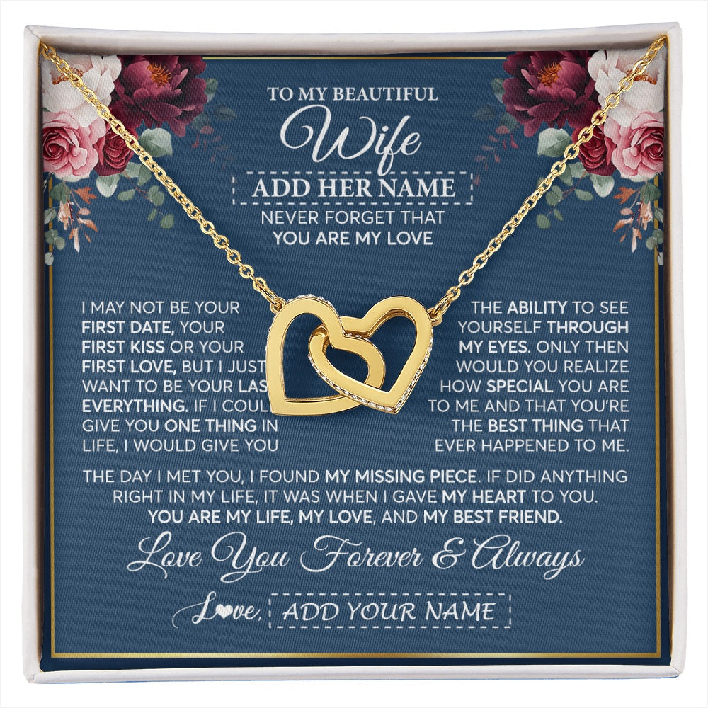 Personalized To My Beautiful Wife Gift Necklace You Are My Love Gifts For Wife From Husband For Her Birthday Valentines Day Custom Gift Box Message Card