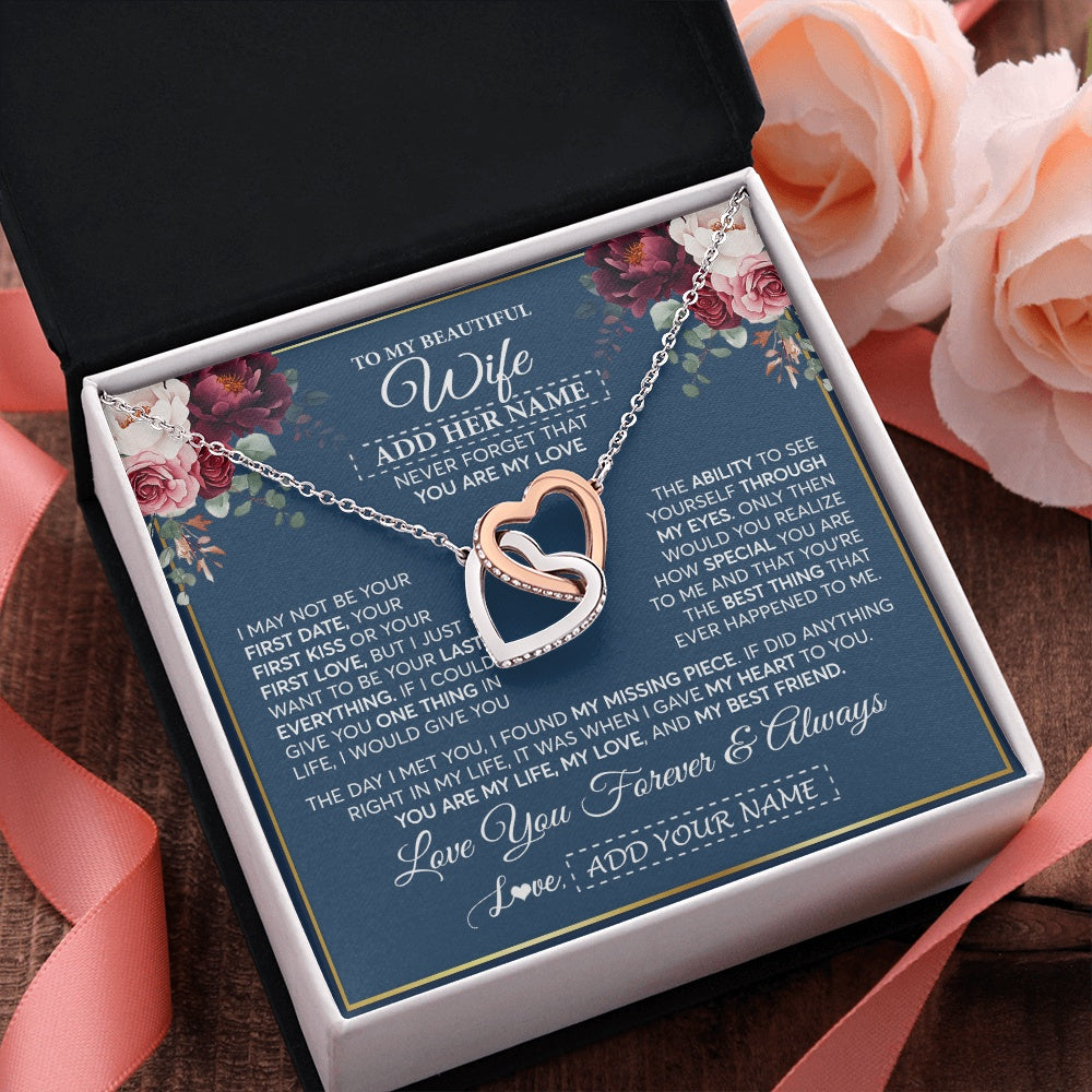 Personalized To My Beautiful Wife Gift Necklace You Are My Love Gifts For Wife From Husband For Her Birthday Valentines Day Custom Gift Box Message Card