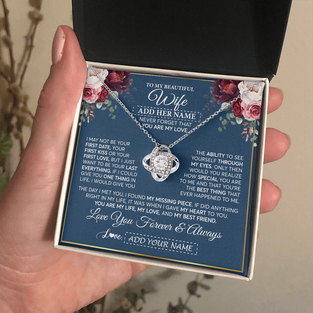 Personalized To My Beautiful Wife Gift Necklace You Are My Love Gifts For Wife From Husband For Her Birthday Valentines Day Custom Gift Box Message Card
