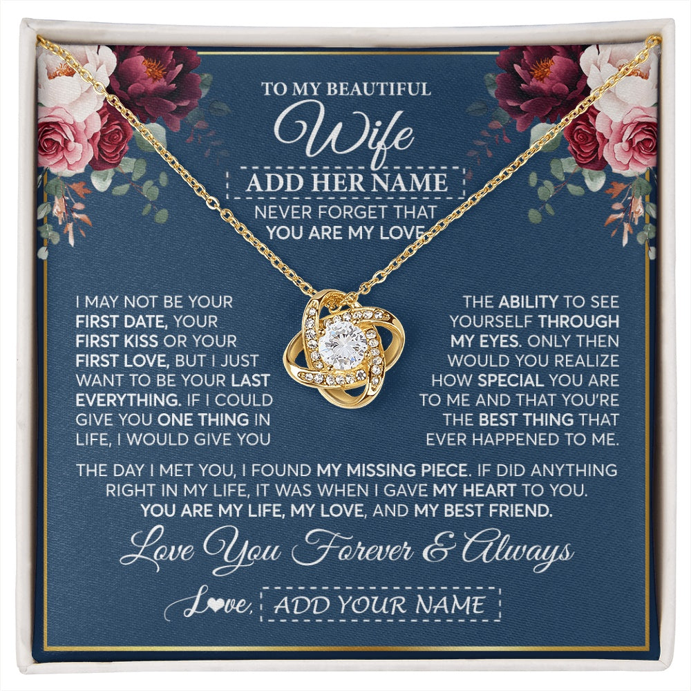 Personalized To My Beautiful Wife Gift Necklace You Are My Love Gifts For Wife From Husband For Her Birthday Valentines Day Custom Gift Box Message Card