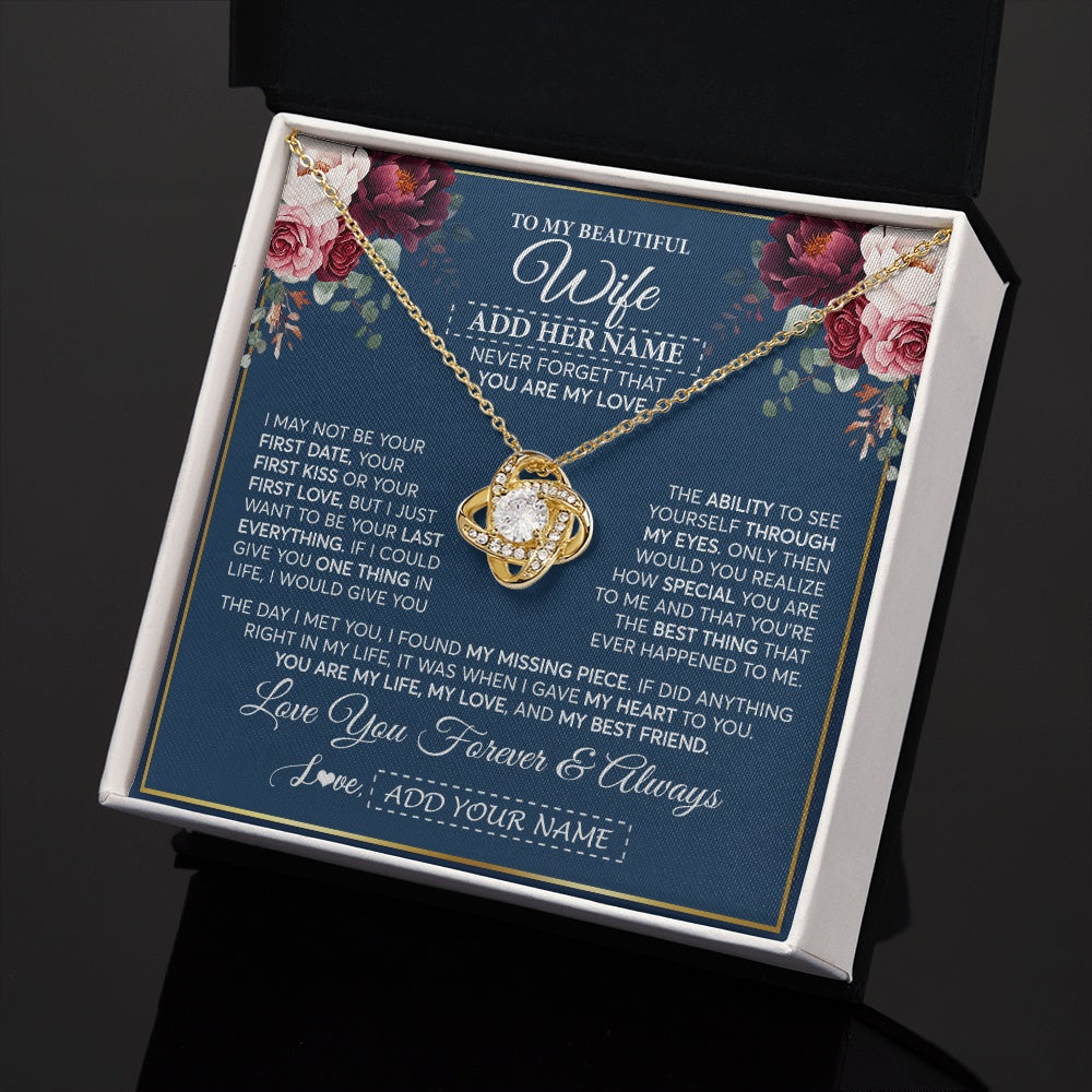 Personalized To My Beautiful Wife Gift Necklace You Are My Love Gifts For Wife From Husband For Her Birthday Valentines Day Custom Gift Box Message Card