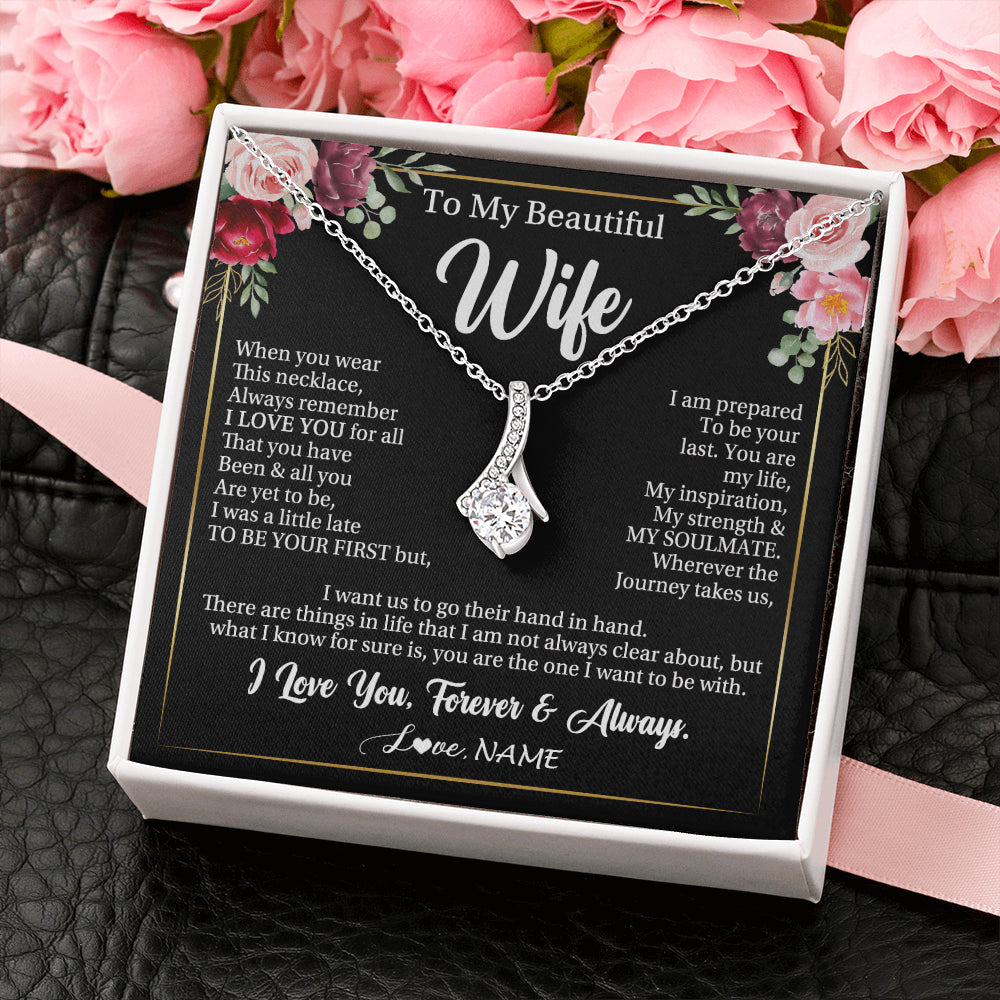 Personalized To My Beautiful Wife Gifts Necklace From Husband When You Wear This Necklace Wife Birthday Christmas Anniversary Day Gift Box Message Card