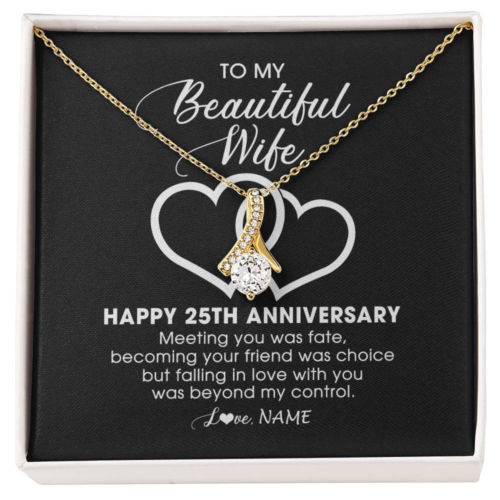 Personalized To My Beautiful Wife Necklace From Husband 25 Years Wedding Anniversary For Her Married 25th Anniversary For Her Customized Gift Box Message