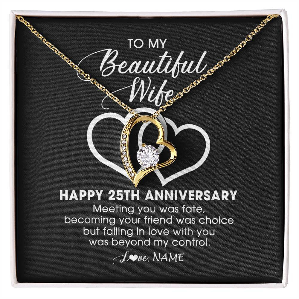 Personalized To My Beautiful Wife Necklace From Husband 25 Years Wedding Anniversary For Her Married 25th Anniversary For Her Customized Gift Box Message