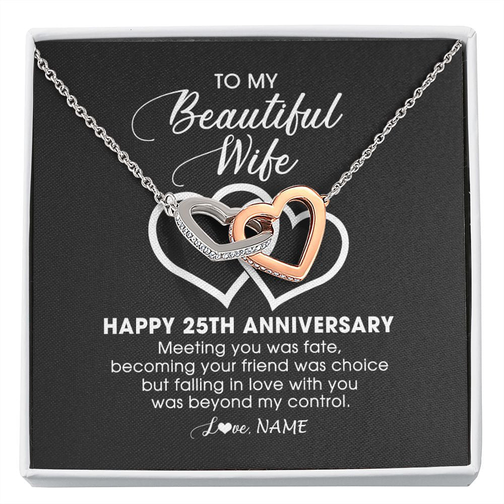 Personalized To My Beautiful Wife Necklace From Husband 25 Years Wedding Anniversary For Her Married 25th Anniversary For Her Customized Gift Box Message