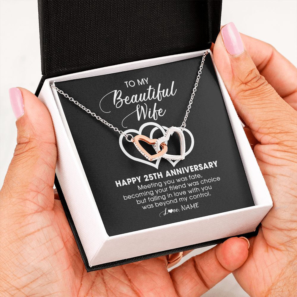 Personalized To My Beautiful Wife Necklace From Husband 25 Years Wedding Anniversary For Her Married 25th Anniversary For Her Customized Gift Box Message