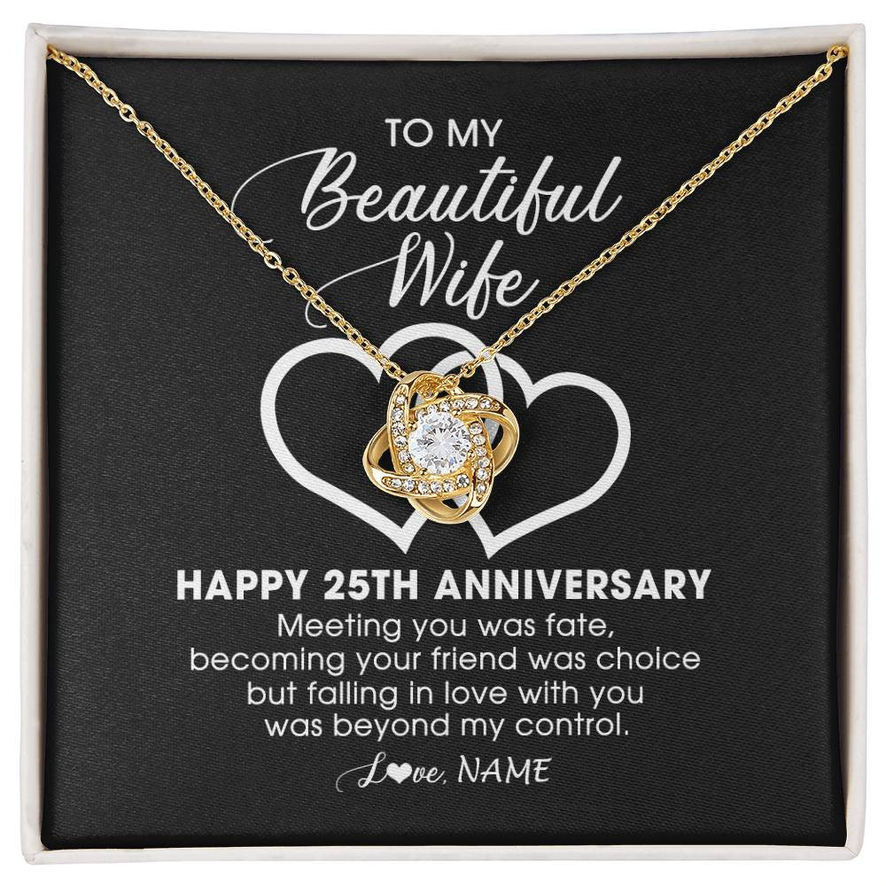 Personalized To My Beautiful Wife Necklace From Husband 25 Years Wedding Anniversary For Her Married 25th Anniversary For Her Customized Gift Box Message