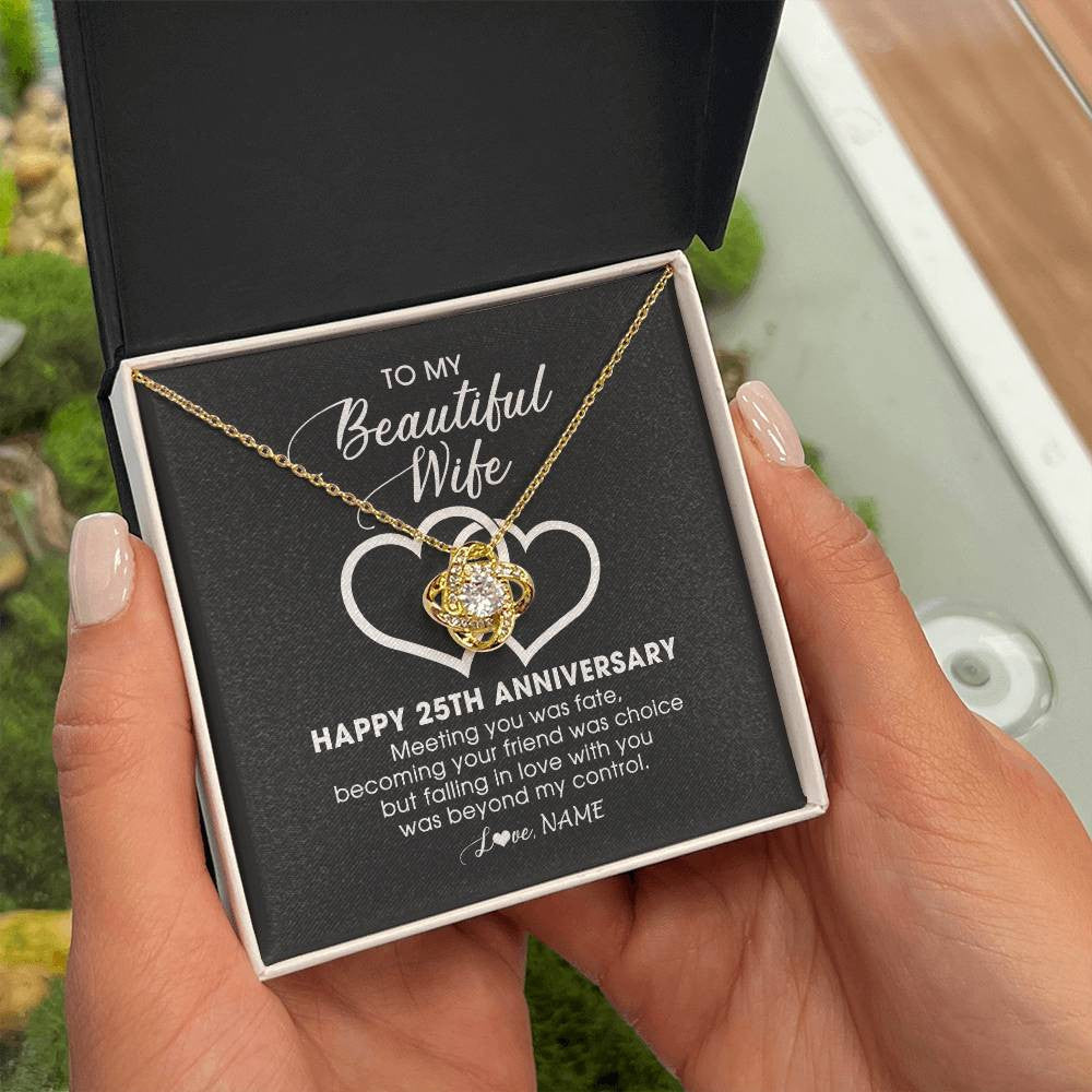 Personalized To My Beautiful Wife Necklace From Husband 25 Years Wedding Anniversary For Her Married 25th Anniversary For Her Customized Gift Box Message