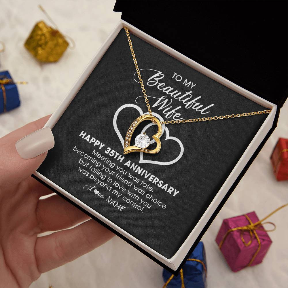 Personalized To My Beautiful Wife Necklace From Husband 35 Years Wedding Anniversary For Her Married 35th Anniversary For Her Customized Gift Box Message