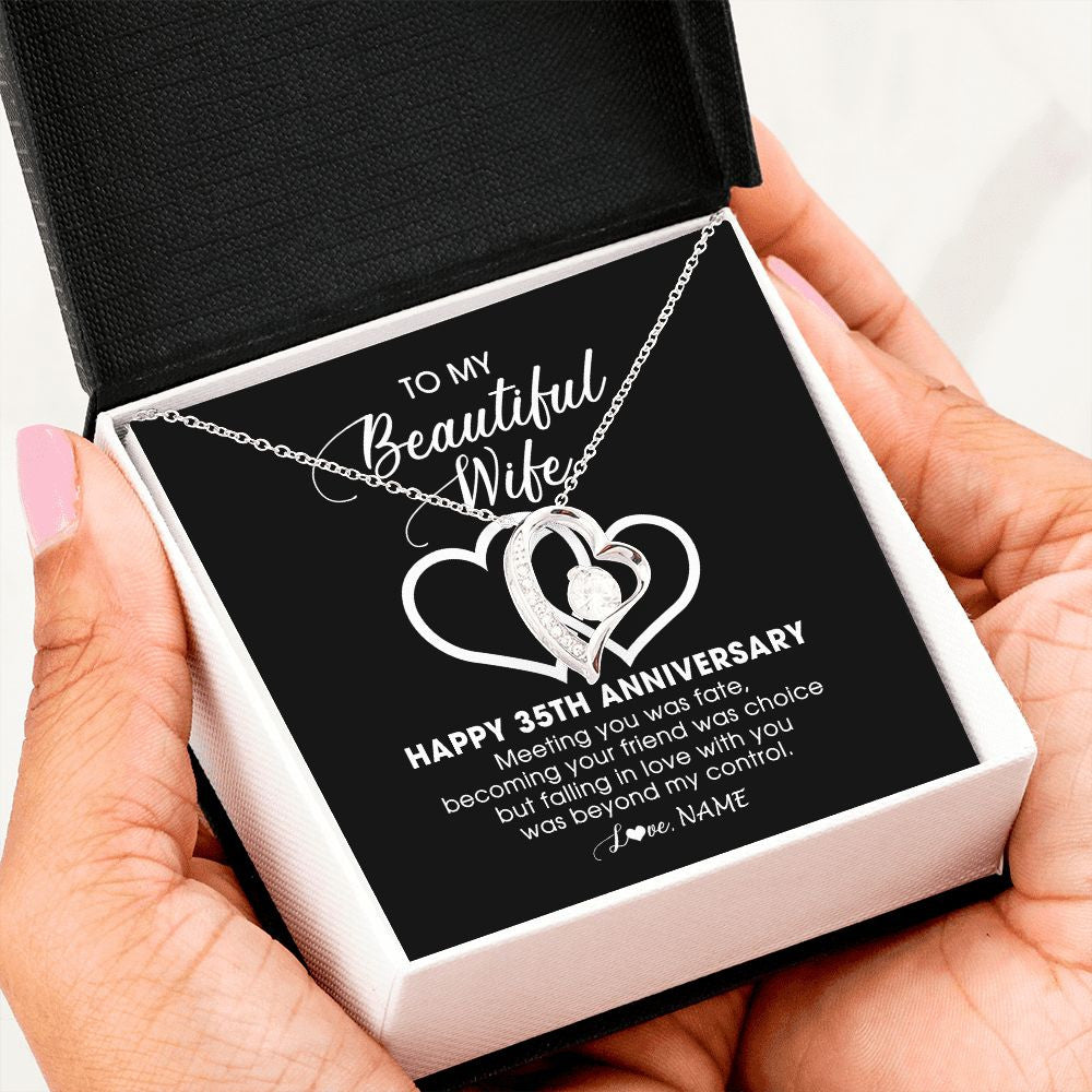 Personalized To My Beautiful Wife Necklace From Husband 35 Years Wedding Anniversary For Her Married 35th Anniversary For Her Customized Gift Box Message