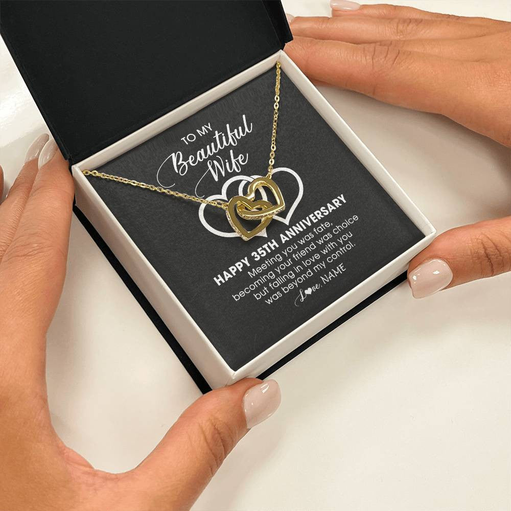 Personalized To My Beautiful Wife Necklace From Husband 35 Years Wedding Anniversary For Her Married 35th Anniversary For Her Customized Gift Box Message