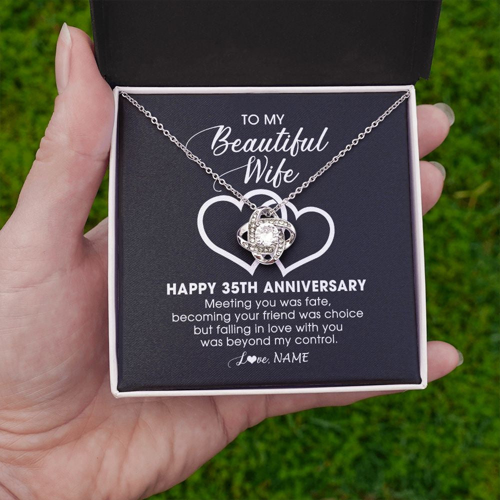 Personalized To My Beautiful Wife Necklace From Husband 35 Years Wedding Anniversary For Her Married 35th Anniversary For Her Customized Gift Box Message