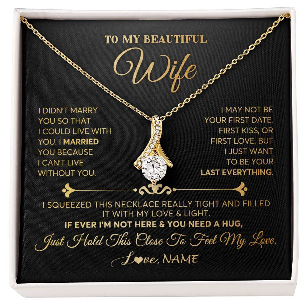 Personalized To My Beautiful Wife Necklace From Husband Feel My Love Soulmate Wedding Anniversary Valentines Birthday Customized Gift Box Message Card