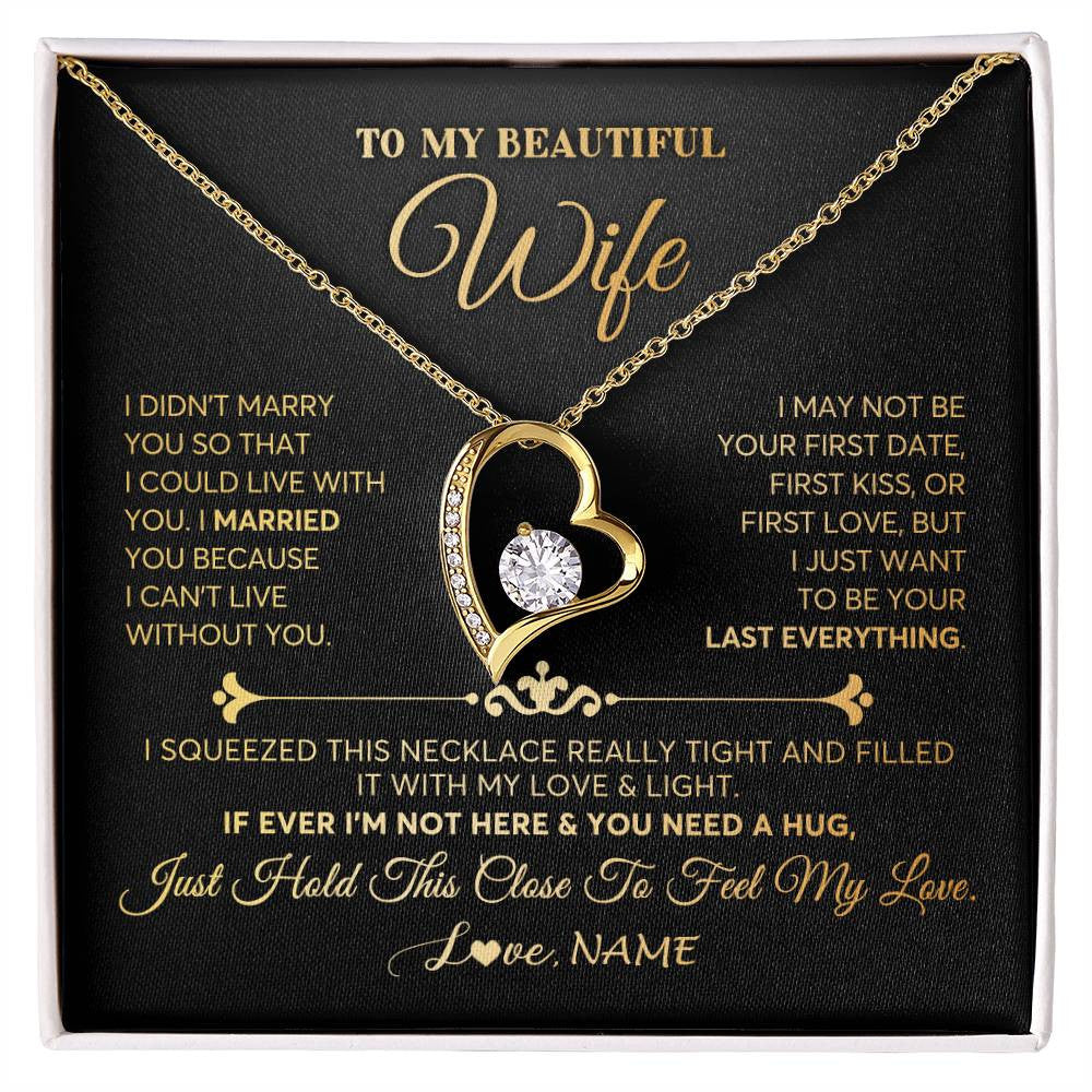 Personalized To My Beautiful Wife Necklace From Husband Feel My Love Soulmate Wedding Anniversary Valentines Birthday Customized Gift Box Message Card
