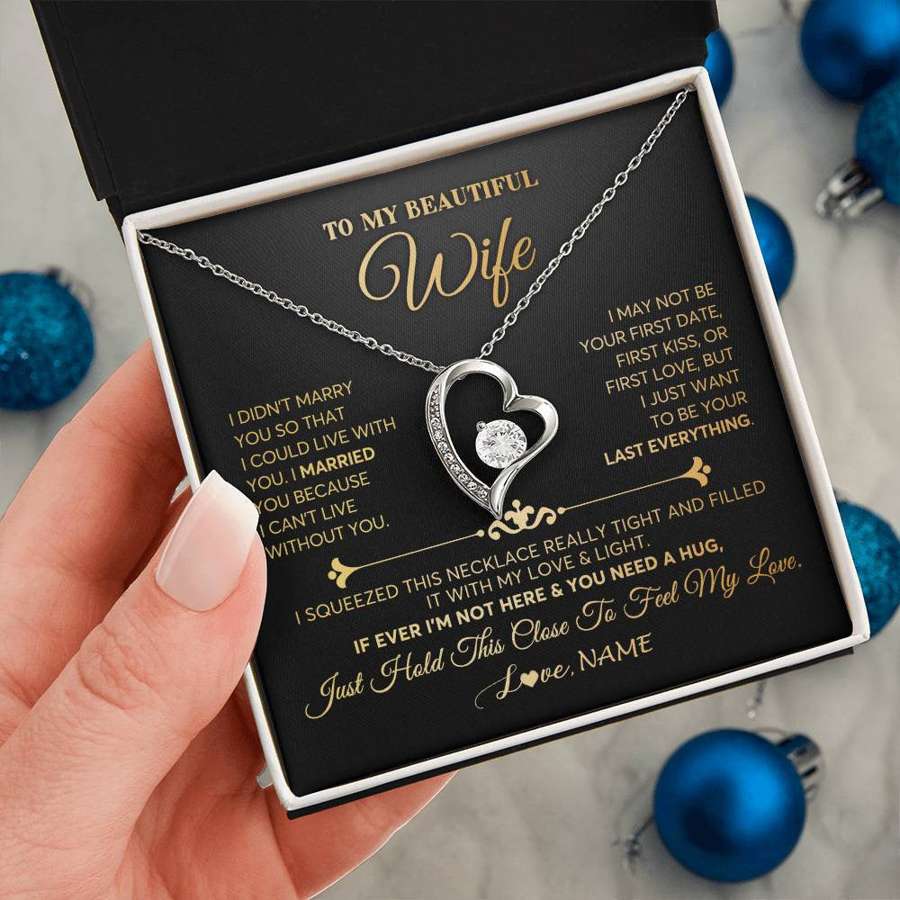 Personalized To My Beautiful Wife Necklace From Husband Feel My Love Soulmate Wedding Anniversary Valentines Birthday Customized Gift Box Message Card