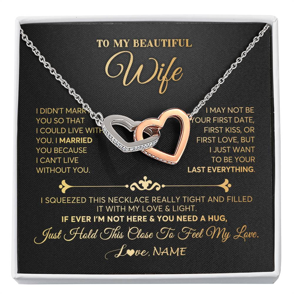 Personalized To My Beautiful Wife Necklace From Husband Feel My Love Soulmate Wedding Anniversary Valentines Birthday Customized Gift Box Message Card