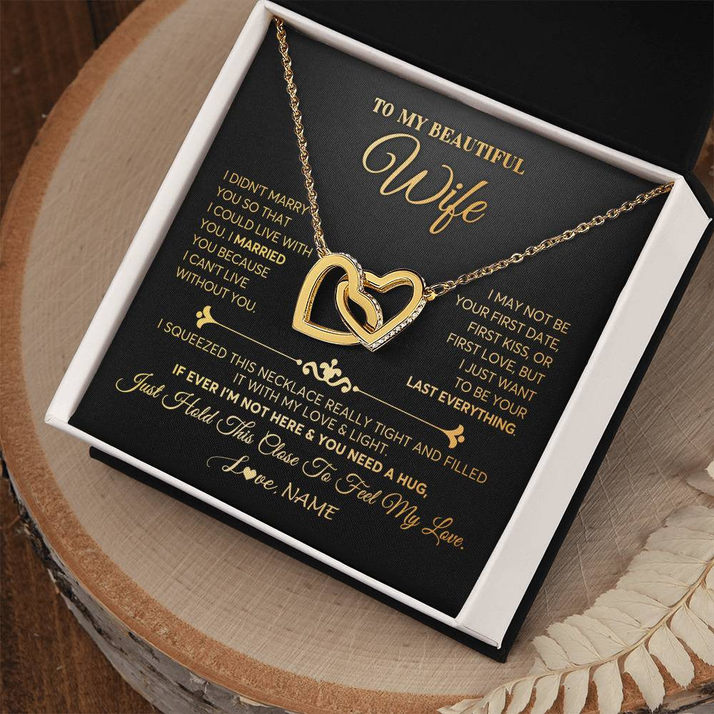 Personalized To My Beautiful Wife Necklace From Husband Feel My Love Soulmate Wedding Anniversary Valentines Birthday Customized Gift Box Message Card