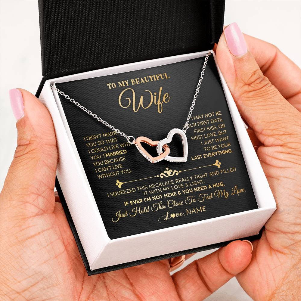 Personalized To My Beautiful Wife Necklace From Husband Feel My Love Soulmate Wedding Anniversary Valentines Birthday Customized Gift Box Message Card