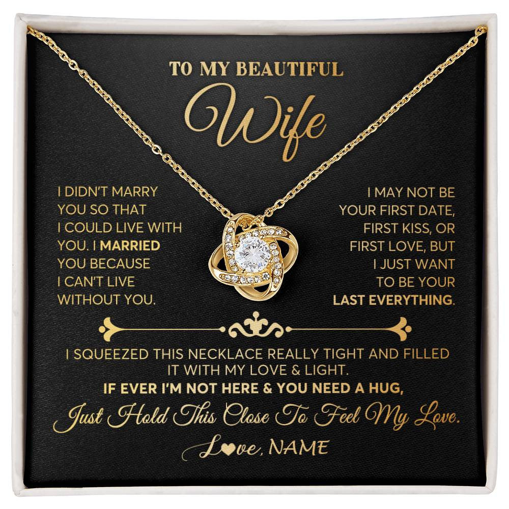 Personalized To My Beautiful Wife Necklace From Husband Feel My Love Soulmate Wedding Anniversary Valentines Birthday Customized Gift Box Message Card